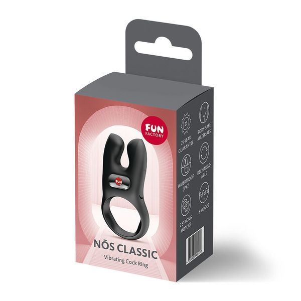 Ерекційне віброкільце з подвійною стимуляцією клітора Fun Factory NŌS CLASSIC Black, 2 мотори SX3728 фото