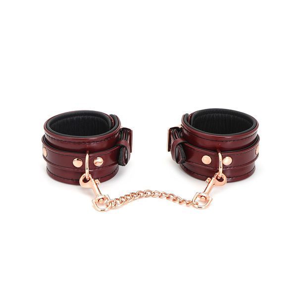 Шкіряні поножі Liebe Seele Wine Red Ankle Cuffs, знімний ланцюжок-кріплення SO9453 фото