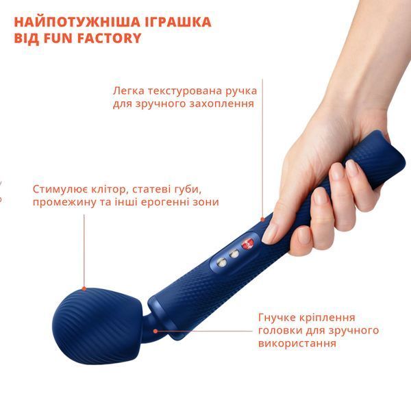 Вібромасажер Fun Factory VIM Vibrating Wand midnight blue, суперпотужний та легкий, до 6 годин роботи SX0920 фото