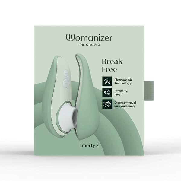 Вакуумний кліторальний стимулятор Womanizer Liberty 2 Sage, 8 режимів, магнітна кришечка SX0520 фото