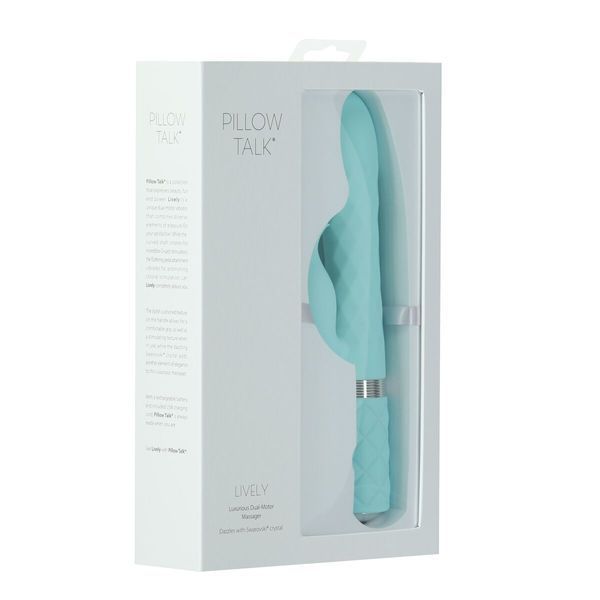 Розкішний кролик з ротацією та вібрацією Pillow Talk Lively Teal, кристал Сваровскі SO6857 фото