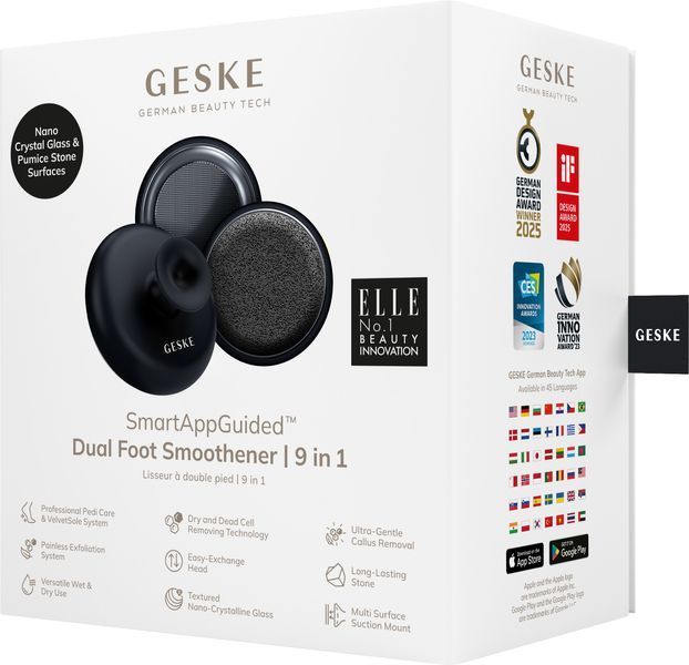 Набір для догляду за стопами з ручкою GESKE Dual Foot Smoothener 9в1 black HB0257 фото