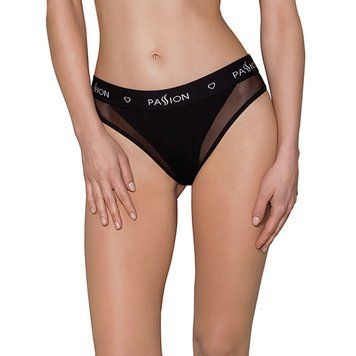 Трусики з прозорою вставкою Passion PS002 PANTIES L, black SO4191 фото