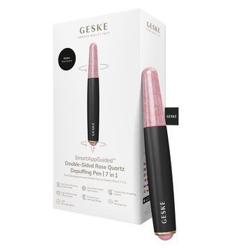 Ручка-масажер для обличчя з рожевим кварцом GESKE SmartAppGuided Double-Sided Rose Quartz Depuffing Pen 7в1 gray HB0663 фото