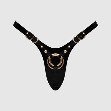 Трусики для страпона Strap-On-Me Leatherette Harness Fabulous - One Size - Black Glossy SX2852 фото