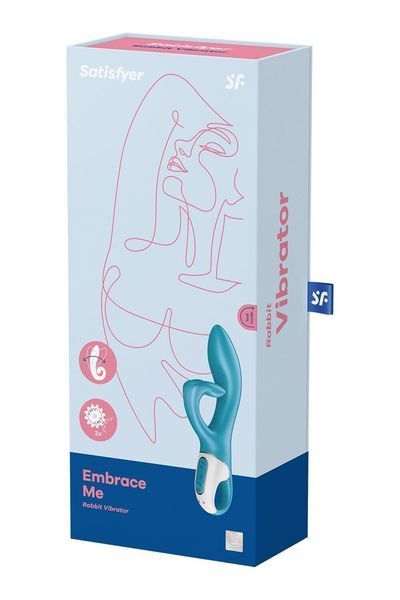 Вібратор-кролик із потрійним відростком Satisfyer Embrace me Turquoise, 2 мотори, діаметр 3,6 см SO6284 фото