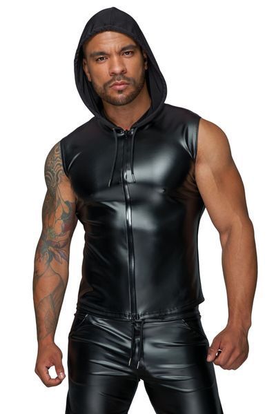 Чоловіча безрукавка з капюшоном Noir Handmade H062 Hooded Shirt, M, мокрий ефект SX0110 фото