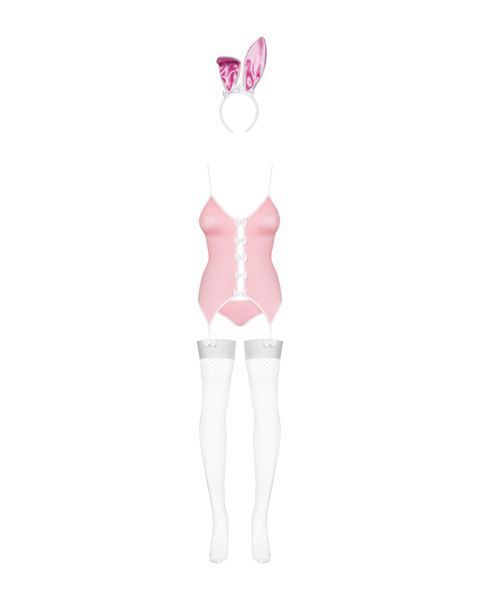 Еротичний костюм зайчика Obsessive Bunny suit 4 pcs costume pink L/XL, рожевий, топ з підв&rsquo;язками SO7255 фото