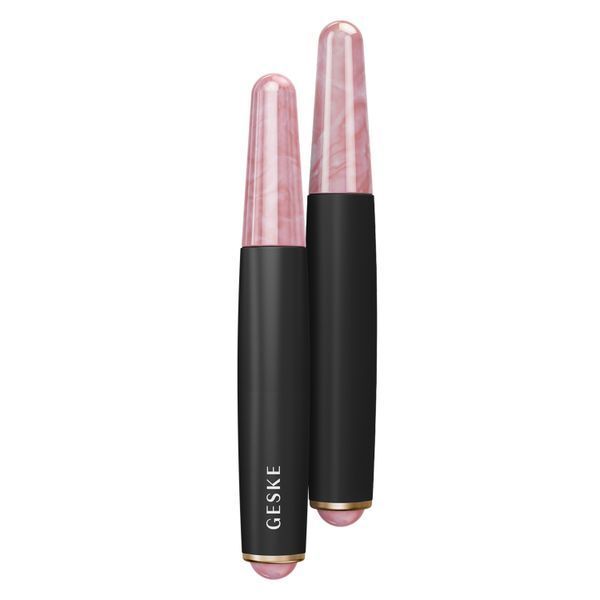 Ручка-масажер для обличчя з рожевим кварцом GESKE SmartAppGuided Double-Sided Rose Quartz Depuffing Pen 7в1 gray HB0663 фото