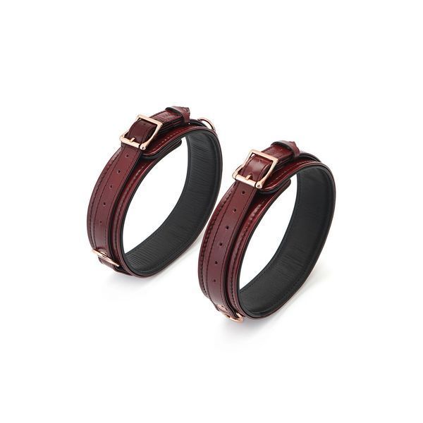 Фіксатори для стегон Liebe Seele Wine Red Thigh Cuffs S Size, натуральна шкіра SO9454 фото