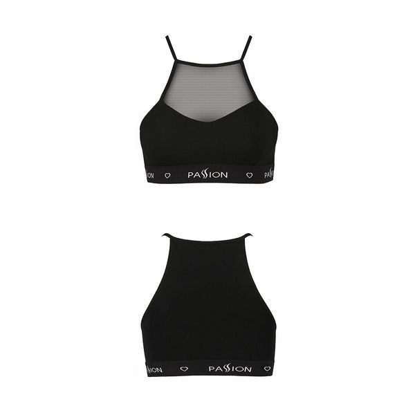 Спортивний топ з прозорою вставкою Passion PS006 TOP S, black SO4241 фото