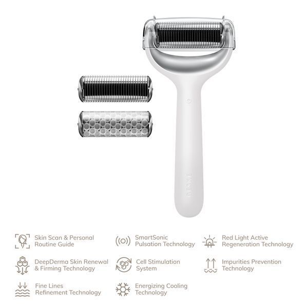 Електронний ролер для обличчя та тіла з мікроголками GESKE MicroNeedle Face&Body Roller 8в1 white HB0205 фото