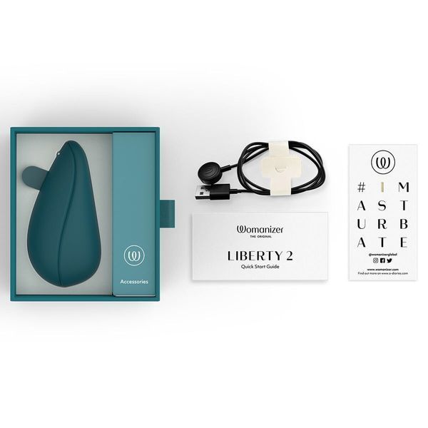 Вакуумний кліторальний стимулятор Womanizer Liberty 2 Dark Petrol, 8 режимів, магнітна кришечка SX0521 фото