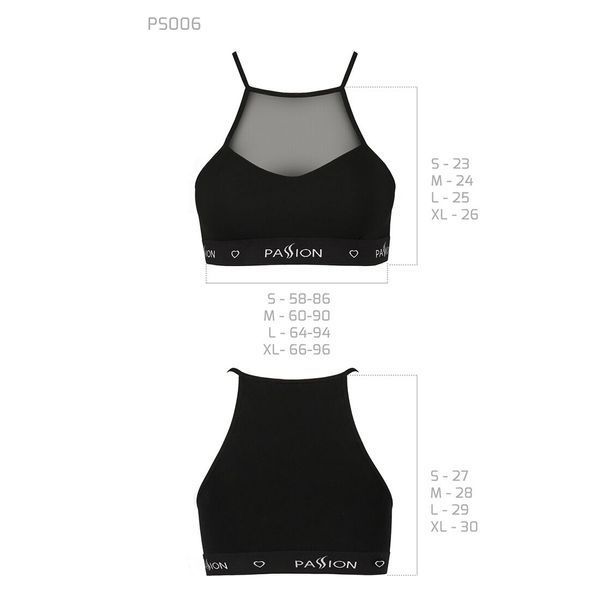 Спортивний топ з прозорою вставкою Passion PS006 TOP S, black SO4241 фото
