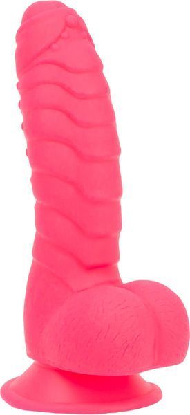 Ребристий фалоімітатор на присосці ADDICTION &mdash; Tom 7&Prime; Dildo With Balls &mdash; Pink, віброкуля в подарунок SO5585 фото
