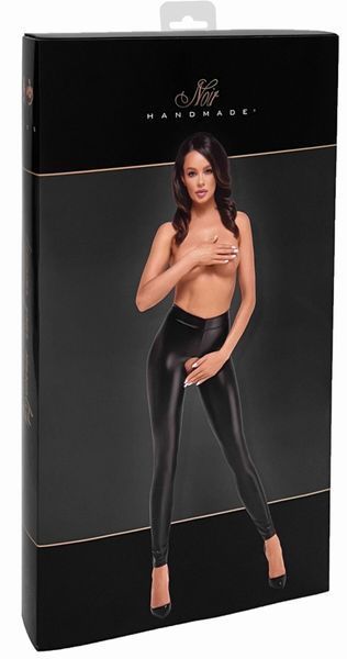 Легінси Noir Handmade F304 Taboo, L, black, під латекс, відкриті сідниці та промежина SX0263 фото