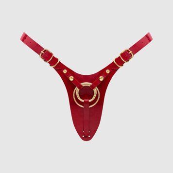 Трусики для страпона Strap-On-Me Leatherette Harness Fabulous - One Size - Red Glossy SX2853 фото