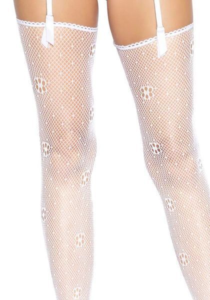 Панчохи Leg Avenue Daisy Dot Fishnet Stockings One Size White SX2745 фото