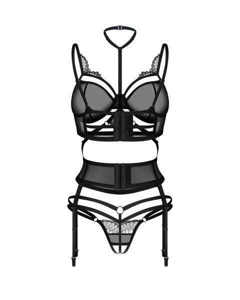 Комплект Obsessive Premisis Black 3-pcs crotchless set L/XL SX3115 фото