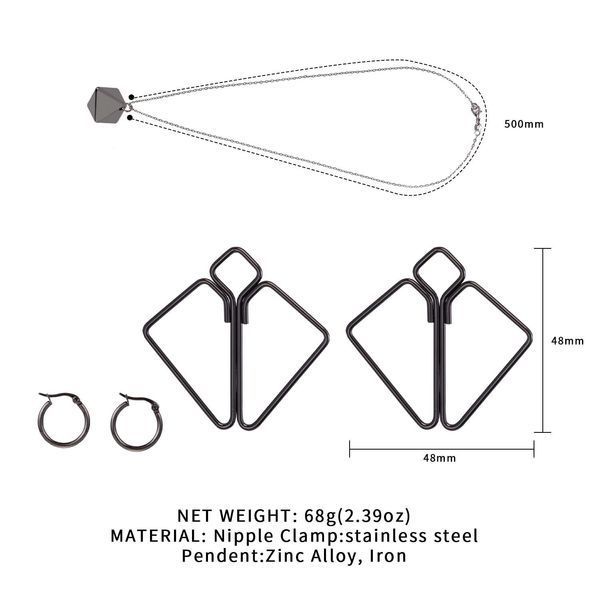Затискачі для сосків з важкою підвіскою LOCKINK Nipple Clamps with Heavy Pendant, сріблясті SX0845 фото