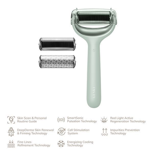 Електронний ролер для обличчя та тіла з мікроголками GESKE MicroNeedle Face&Body Roller 8в1 green HB0206 фото