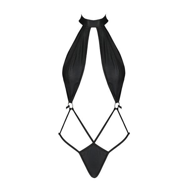 Боді-халтер з екошкіри Passion JANNIES BODY L/XL black SO8442 фото