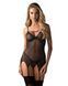 Корсет Obsessive Novenes corset & thong, M/L, прозорий, відкрита спина, стрінги в комплекті SX0614 фото 1
