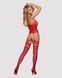 Бодістокінг Obsessive Bodystocking F214 red S/M/L, імітація корсета та панчіх на підв&rsquo;язках SO7225 фото 4