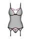 Корсет Obsessive Novenes corset & thong, M/L, прозорий, відкрита спина, стрінги в комплекті SX0614 фото 4
