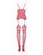Бодістокінг Obsessive Bodystocking F214 red S/M/L, імітація корсета та панчіх на підв&rsquo;язках SO7225 фото 6