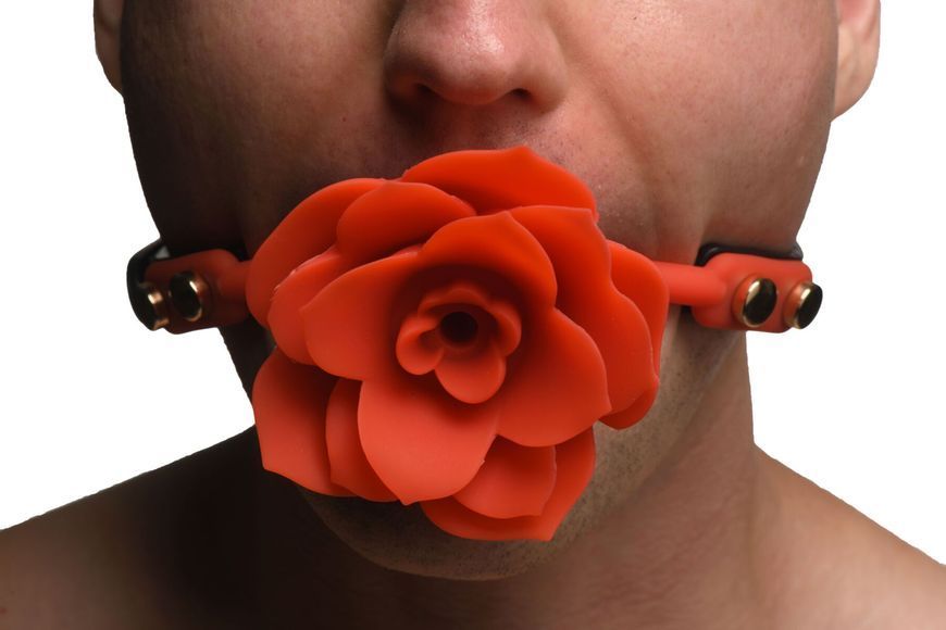 Силіконовий кляп з трояндою Master Series: Blossom Silicone Rose Gag &ndash; Red SO8801 фото
