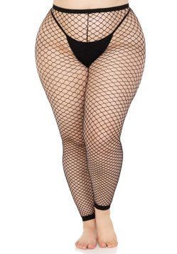Колготки без стопи Leg Avenue Industrial Net footless tights, 1X/2X, чорні, в сітку SX1054 фото