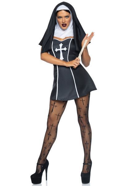 (SALE) Костюм черниці Leg Avenue Naughty Nun M, сукня, головний убір SO8551 фото