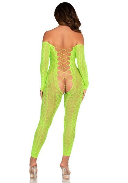 Бодістокінг Leg Avenue Crotchless Footless Lingerie Bodystocking One Size Neon Green SX2777 фото