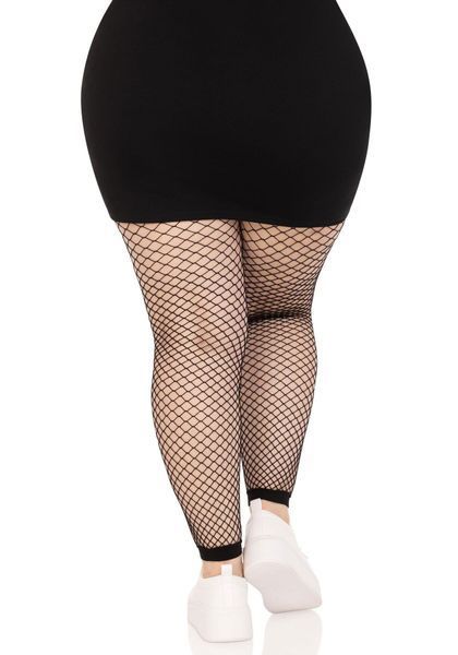 Колготки без стопи Leg Avenue Industrial Net footless tights, 1X/2X, чорні, в сітку SX1054 фото