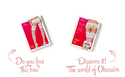 Панчохи під пояс із широким мереживом Obsessive 810-STO-2 stockings L/XL, білі SO7168 фото