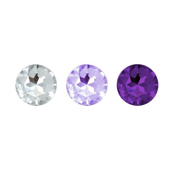 Набір силіконових анальних пробок із кристалом Rianne S: Booty Plug Set Purple, діаметр 3,2см, 3,5см, 4,2см SO3908 фото