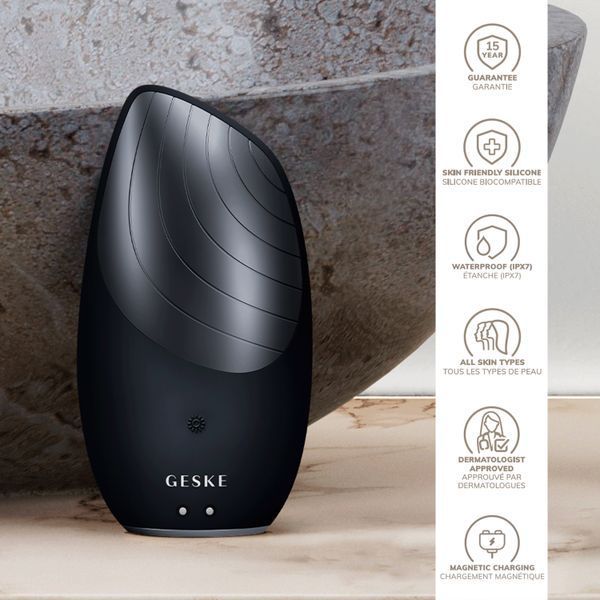 Електронна звукова термо щітка для обличчя GESKE Sonic Thermo Facial Brush 6в1 black HB0080 фото
