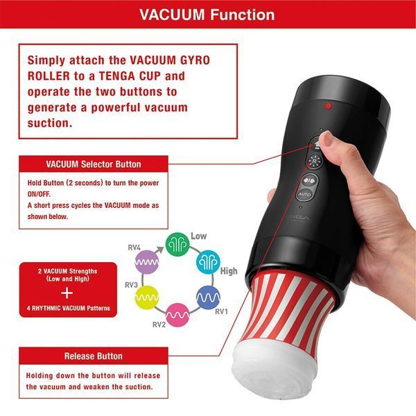 Автоматичний мастурбатор Tenga VACUUM GYRO ROLLER SET, ротація та вакуум, сумісний з Tenga Cup SO7041 фото
