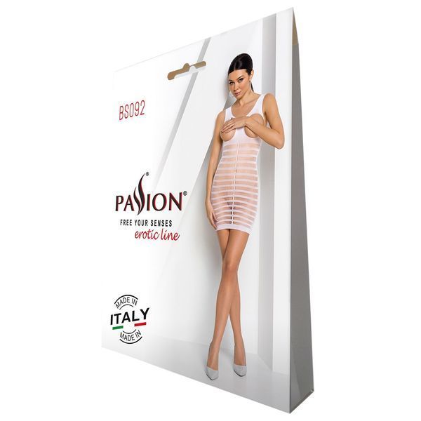 Бодістокінг-сукня з відкритими грудями Passion BS092 white SO6396 фото