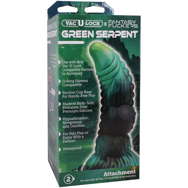 Фентезійний фалоімітатор Doc Johnson Vac-U-Lock x Fantasy Fuckers Green Serpent SX4418 фото