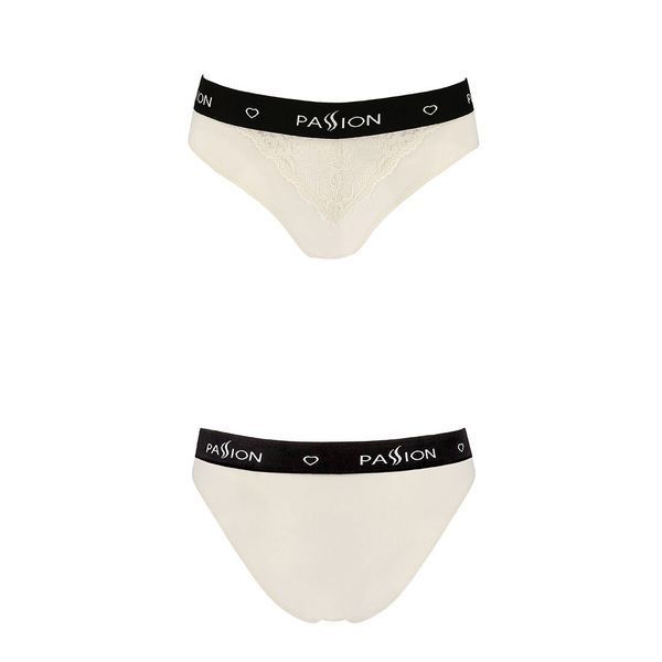 Трусики з широкою резинкою і мереживом Passion PS001 PANTIES XL, ecru SO4166 фото