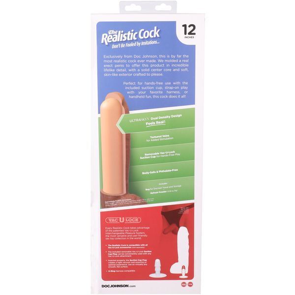Фалоімітатор Doc Johnson The Realistic Cock ULTRASKYN - 12 Inch Hung with Balls Caramel SX4468 фото
