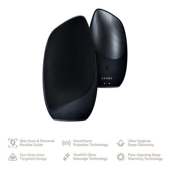 Електронна звукова термо щітка для обличчя GESKE Sonic Thermo Facial Brush 6в1 black HB0080 фото