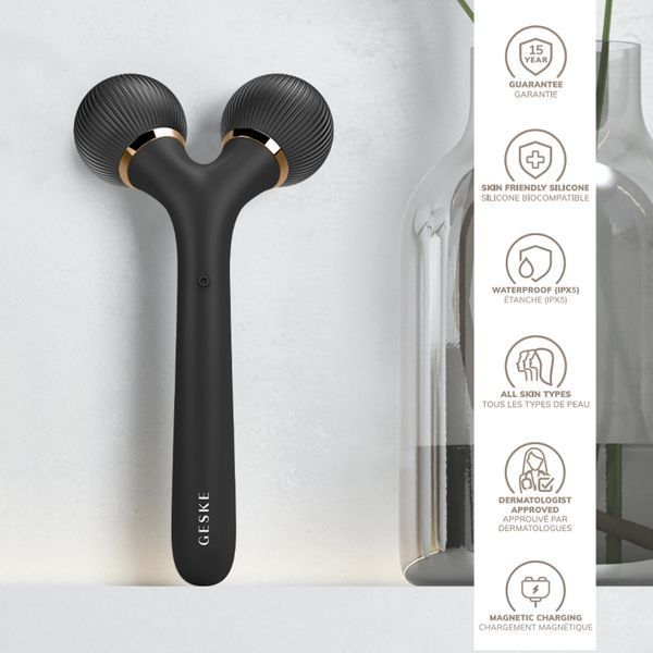 Електронний ультразвуковий ролик для обличчя та тіла GESKE Sonic Facial&Body Roller 4в1 gray HB0030 фото