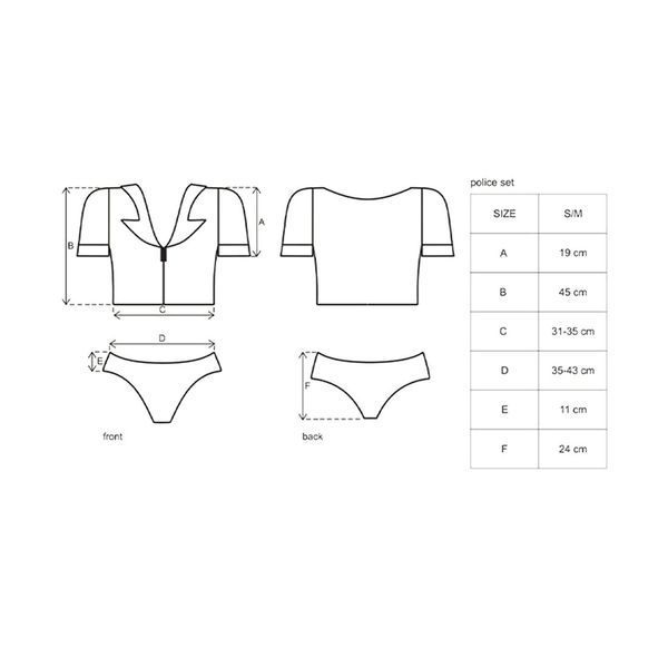 Еротичний костюм поліцейського Obsessive Police set S/M, black, топ, шорти, кепка, пояс, портупея SO7725 фото