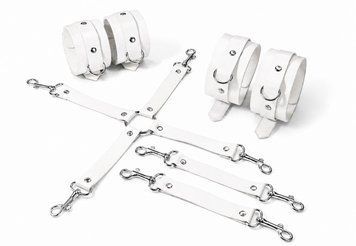 Набір для БДСМ Feral Feelings BDSM Kit 3 White, наручники, поножі, хрестовина SX3980 фото