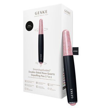 Ручка-масажер для обличчя з рожевим кварцом GESKE SmartAppGuided Double-Sided Rose Quartz Depuffing Pen 7в1 black HB0665 фото