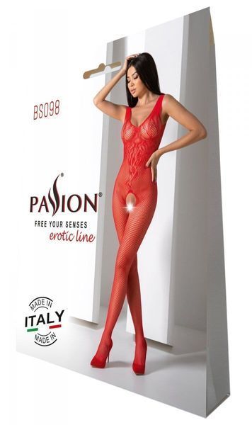 Бодістокінг з крилами Passion BS098 One Size, red, середня сітка, відкритий доступ SO8936 фото