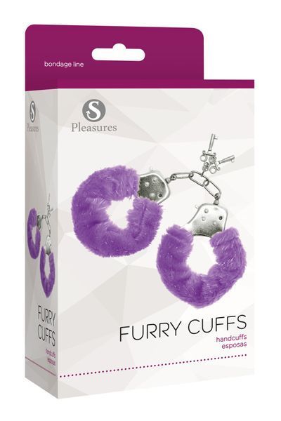 Наручники S Pleasures Furry Cuffs Purple з пухнастим оздобленням, 2 ключі в комплекті SX1642 фото